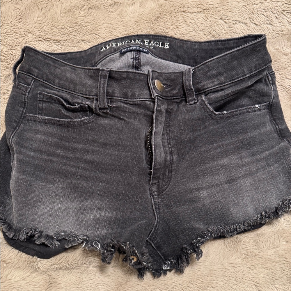 American Eagle Black Distressed Denim Cutoff Shorts